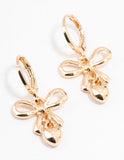 Lovisa golden bow & heart earrings (Jewellery)