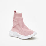 Shoexpress pink textured high slip on shoes