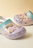 Max glittery rainbow crocs