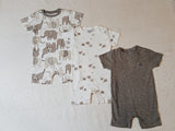 Juniors grey elephant printed half rompers (set of 3) (Summer)