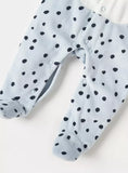Juniors Blue All Over Polka Dots Printed Fleece Sleepsuit (Winter)