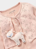 Juniors pink coat printed sleepsuit & toy (set of 2)