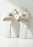 Max white bow slide sandals