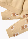 Juniors lion embroidered shirt & jog set (set of 2) (Fleece lined) (winter)
