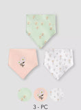 Juniors all over floral print bandana bib (set of 3)