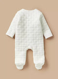 Giggles Solid White Quilted & Padded Sleepsuit (Winter)