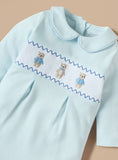 Juniors blue bear embroidered sleepsuit
