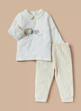 Giggles Sheep Embroidered Collared Fleece Shirt & Pyjama Set (Set Of 2) (winter)