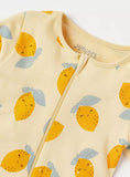 Juniors lemon printed zipped sleepsuit