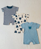 Juniors cute & crazy bear printed half rompers (set of 3) (Summer)