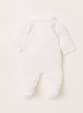 Giggles white formal sleepsuit with flower applique