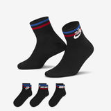 Nike black logo text ankle socks (set of 3)