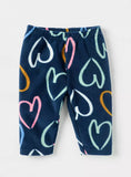 Juniors Navy All Over Heart Printed Fleece Shirt & Pyjama Set (winter)