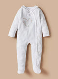 Juniors heart embossed frill sleepsuit