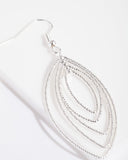Lovisa silver Textured marquise drop earrings (Jewellery)