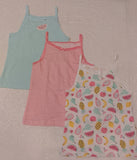 Juniors fruits & stripe printed vests (set of 3)