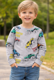 Juniors monster truck printed grey fullsleeves tshirt