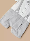 Giggles boys grey bow formal half romper (Summer)