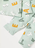 Juniors pastel alphabets printed shirt & pyjama set (set of 2)