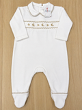Juniors white moon & star embroidered sleepsuit