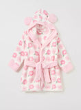 Juniors All Over Floral Detail Hooded fleece bathrobe With Tie Up Belt
