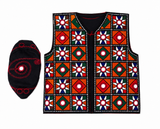 Girls embroidered waist coat with mirror embellishments(with cap)