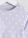 Juniors purple polka dots shirt & pyjama set (set of 2)