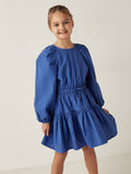 Juniors blue textured frill frock