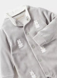 Giggles bunny embroidered grey fleece sleepsuit (winter)