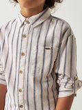 Eligo stripe button down formal dress shirt