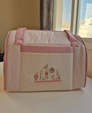 Cambrass Pink Flower embroidered Diaper Bag with Zip Closure