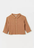 Giggles brown textured dress shirt