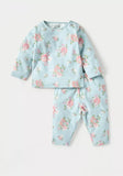 Juniors blue flowers printed shirt & pyjama set (set of 2)