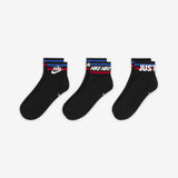 Nike black logo text ankle socks (set of 3)