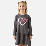 Juniors black love printed fullsleeves frock