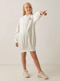 Juniors solid white long fleece lined dress (winter)