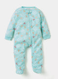 Juniors blue floral print zipped sleepsuit