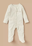 Juniors beige printed sleepsuits (set of 3)