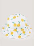 Juniors White Lemon Print Baby Sun Cap