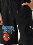 Juniors spiderman black shorts with drawstring (Summer)