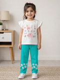 Juniors seagreen girls floral leggings