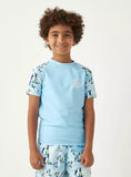 Juniors all over blue printed shirt & shorts swimsuit set (set of 2)