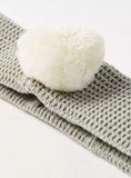 Juniors Textured Headband with Pom Pom Accent