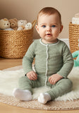 Juniors olive green ribbed openfeet sleepsuit