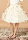 Juniors white embroidered netted skirt