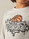 Juniors grey basketball Fullsleeves tshirt