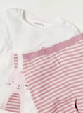 Juniors rabbit printed shirt & stripe pyjama set (set of 2)