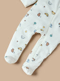 Juniors car & bear printed zipped sleepsuit