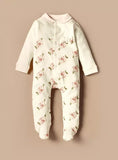 Juniors beige floral printed sleepsuit (winter)