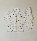 Juniors blue cars printed shirt & pyjama set (set of 2)